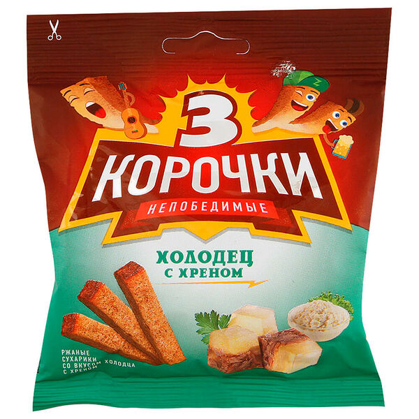 Сухарики Три Корочки 40г холодец с хреном