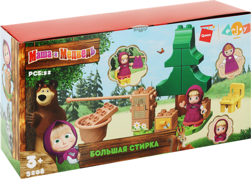 

Конструктор Qman Маша и Медведь. День стирки, 22 детали