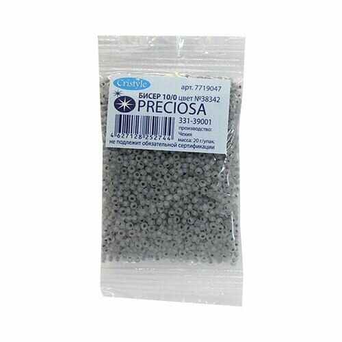 (38342) 331-39001-10/0 Бисер прозрачный матовый с цв.центром 10/0, круг.отв., 20гр Preciosa,упак