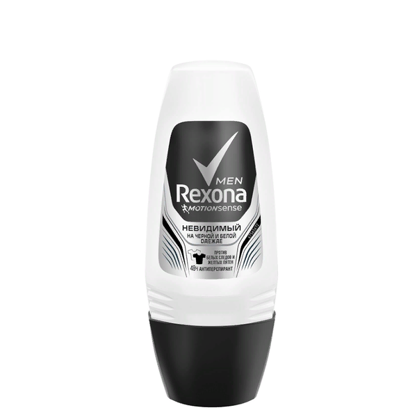 Антиперспирант Rexona MotionSense Невидимый на черном и белом роликовый мужской