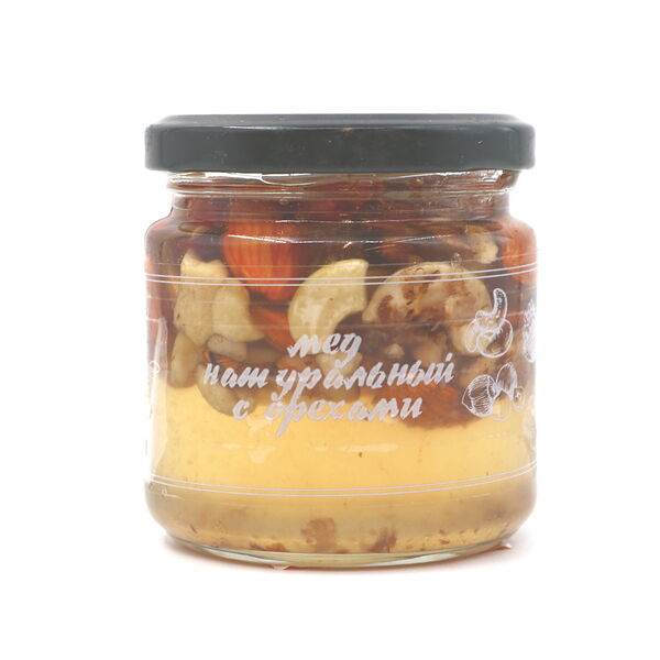 Мёд  натуральный с орехами (ассорти) ст/б 240г.