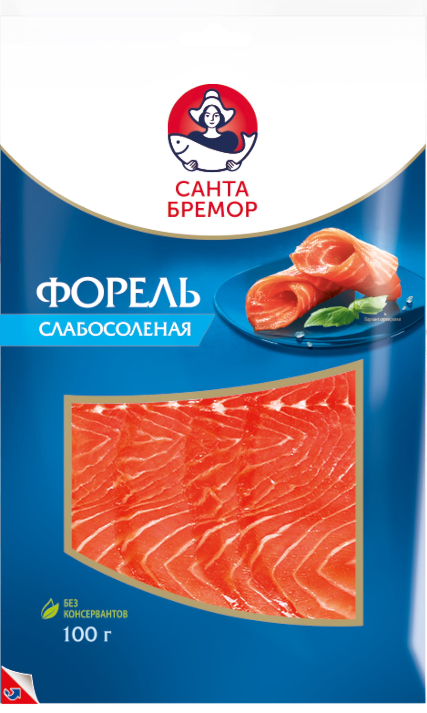 

Форель Санта Бремор слабосолёная филе-ломтики 100 г