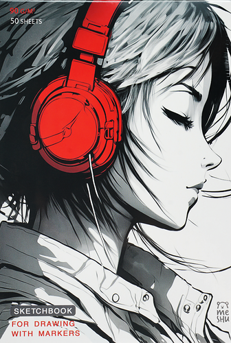 Скетчбук для рисования маркерами Meshu Girl and music, А5, 50 листов