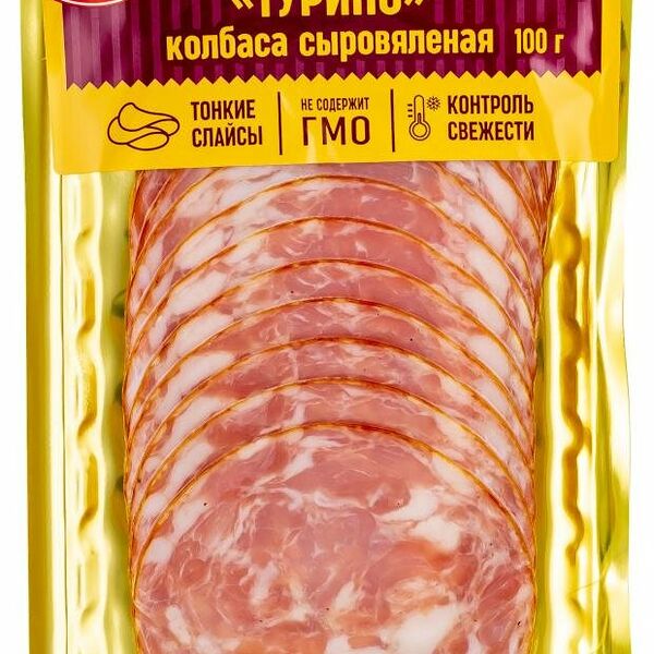 Колбаса сыровяленая Ашан Красная Птица Турино в нарезке