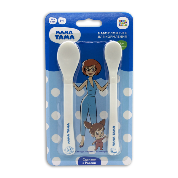 Ложки Мама Тама с мягким кончиком 2 шт от 4 мес цвет белый
