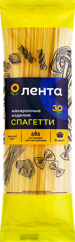 Макароны ЛЕНТА Спагетти группа А, высший сорт, 450г