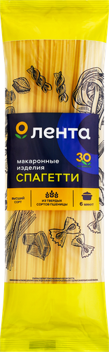 

Макароны ЛЕНТА Спагетти группа А, высший сорт, 450г