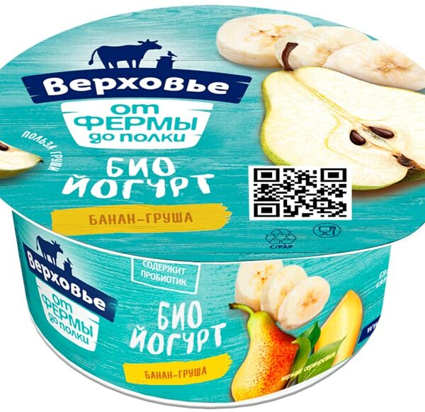Биойогурт Верховье Банан-Груша 2.9% 150г