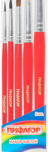 Набор кистей Офисмаг белка коза пони №2.3.5.6.8 5шт