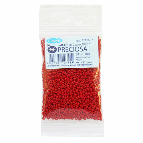 (93210) 311-19001-10/0 Бисер непрозрачный 10/0, круг.отв., 20гр Preciosa,упак