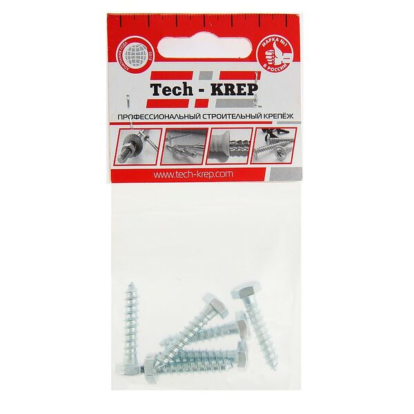 Болт сантехнический TECH-KREP, 6х30мм, 6шт, оцинкованный