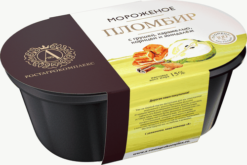 

Мороженое А.Ростагрокомплекс Пломбир с грушей, карамелью, корицей и миндалем, 15% 450 г