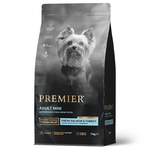 Сухой корм для взрослых собак Premier Dog Adult Mini мини пород Лосось и индейка