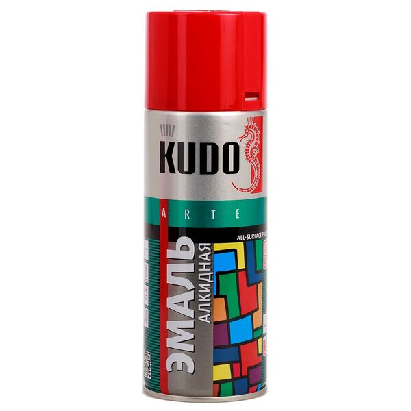 Краска-эмаль Kudo универсальная 1004, вишневая, глянцевая, 520 мл