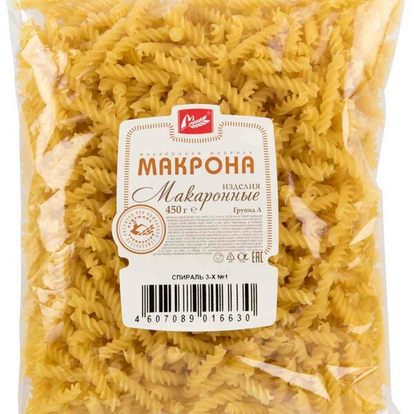 Макаронные изделия Спираль №1 Макрона