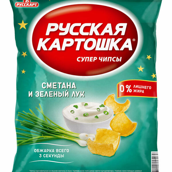 Чипсы картофельные со вкусом сметаны и лука ТМ Русская Картошка