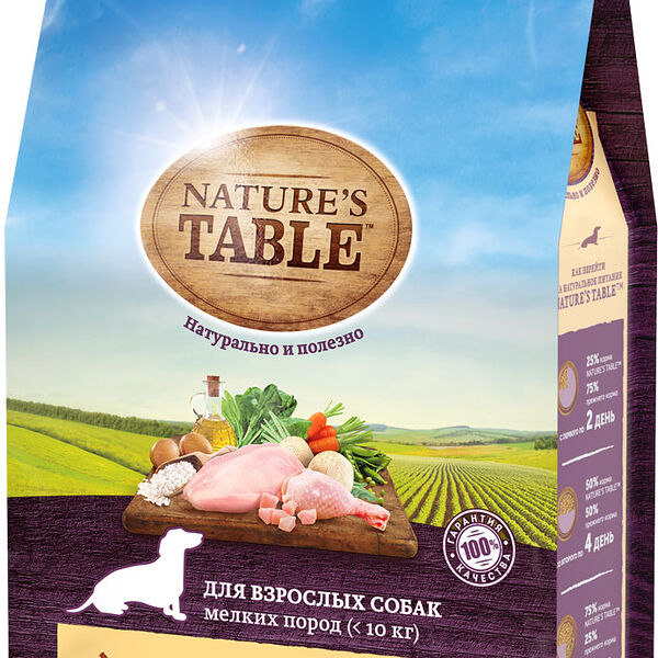 NATURE`S TABLE корм для собак мелких пород Курица и рис