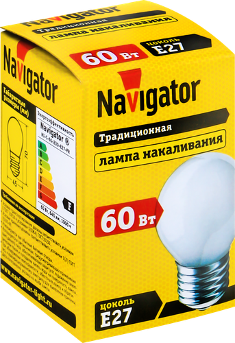 

Лампа накаливания Navigator E27 матовая, шарик, 60 Вт