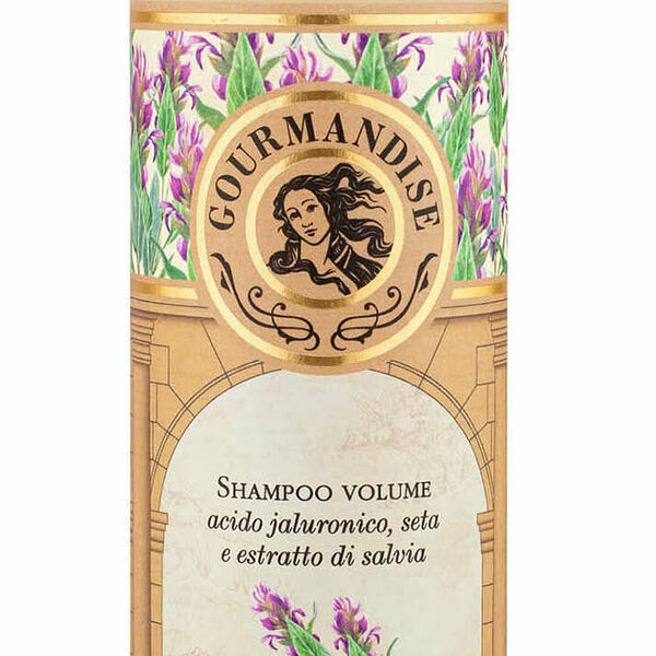 GOURMANDISE Шампунь объем с гиалуроновой кислотой, протеинами шелка и экстрактом шалфея, 200мл