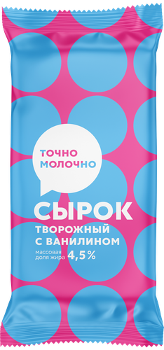 

Сырок творожный Точно Молочно с сахаром и ванилином 4,5%, без змж, 100 г
