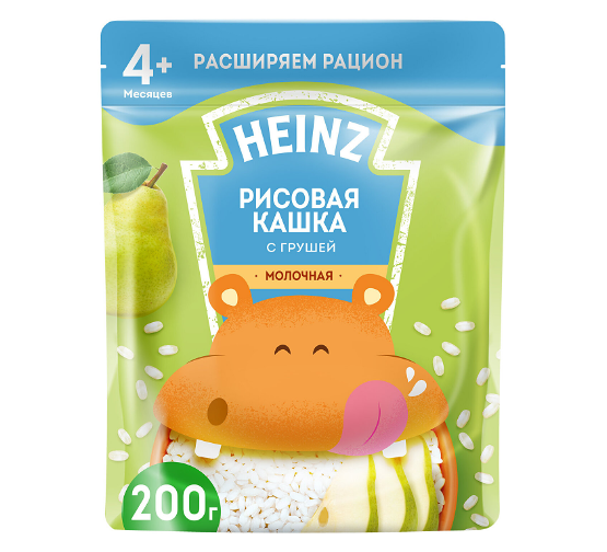 Каша детская Heinz молочная рисовая с грушей, с 4 месяцев