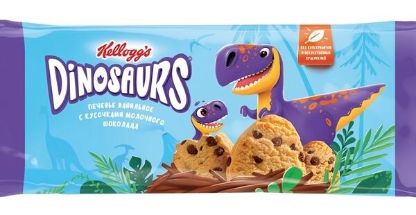 Печенье сахарное в молочной глазури динозавры 127 г келлог