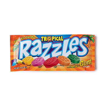 Жевательная резинка Razzles Tropical Gum Concord Confections 40г, Канада