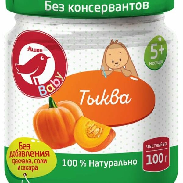 Пюре Ашан Красная птица тыква с 5 мес.