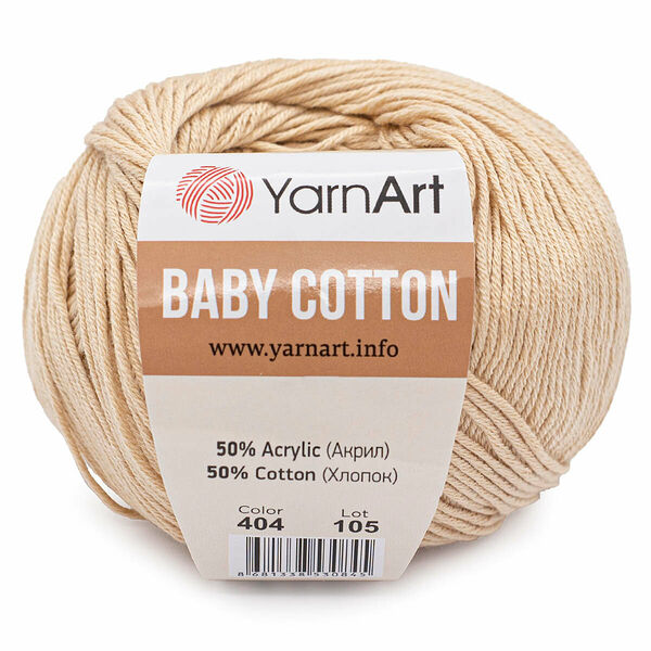 Пряжа YarnArt 'Baby Cotton' 50гр 165м (50% хлопок, 50% акрил)(404 розовая дымка),шт