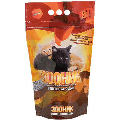 Наполнитель для кошек Зооник минеральный впитывающий 2.3 кг