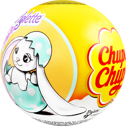 

Шоколадный шар Chupa Chups с игрушкой в ассортименте внутри Зайки Piglette 20 г