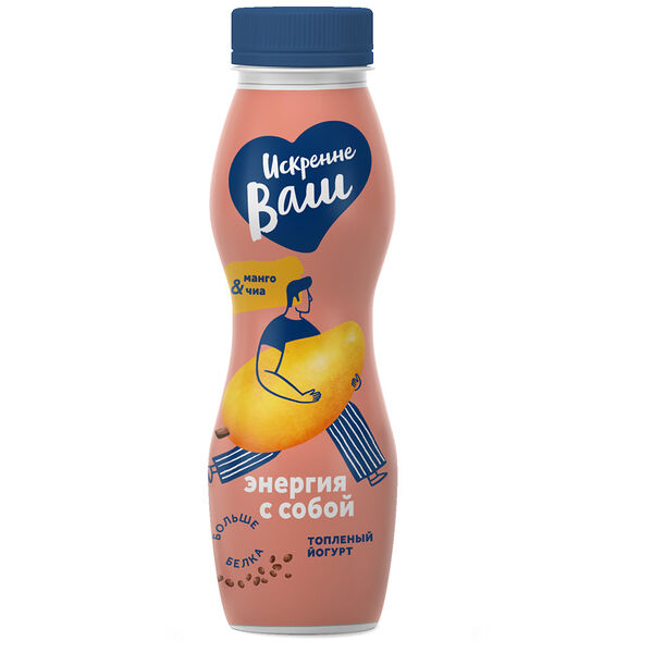 Йогурт питьевой из топлёного молока Искренне Ваш Манго-чиа 3,5%