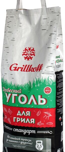 Уголь Grillkoff древесный для гриля Стандарт 2.5кг