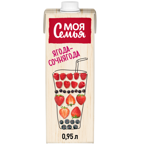 Напиток фруктово-ягодный Моя Семья Ягода-Сочнягода, 0.95 л