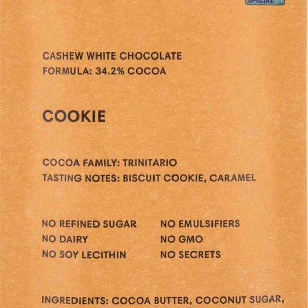 Шоколад белый Mojo Cacao Cookie с кешью и гречишным чаем 34,2 % какао