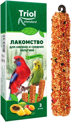 Лакомство для птиц Triol для мелких и средних попугаев с фруктами