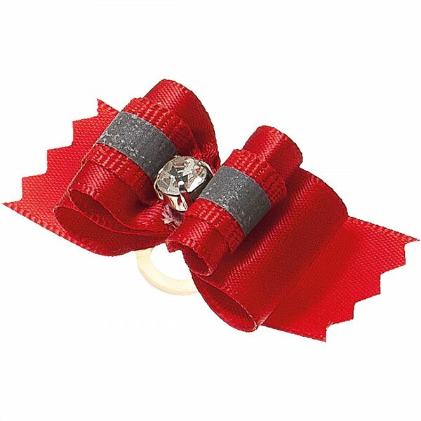 Бантик V.I.PET (пара) Ностальжи светоотражающий тройной объёмный (красный) 4,5х1,5см