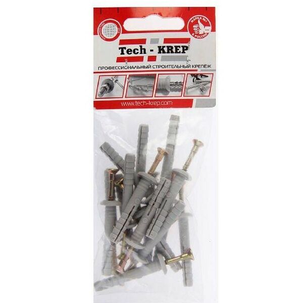 Дюбель-гвоздь с грибной манжетой TECH-KREP, 6х40мм, 16шт