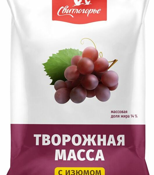 Масса творожная Свитлогорье с изюмом 14% БЗМЖ 180г