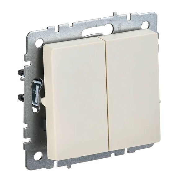 Выключатель двухклавишный IEK Brite, 10А, бежевый