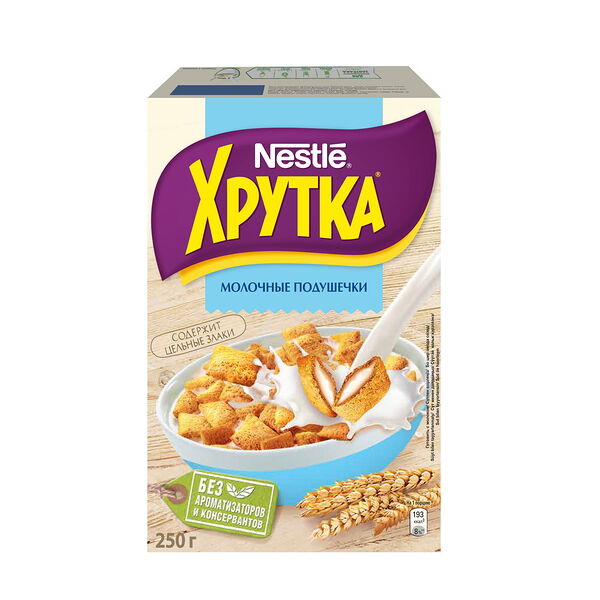 Подушечки ХРУТКА хруст. мультизлак. с молоч. нач., обогащ. кальцием молочный вес 250г.