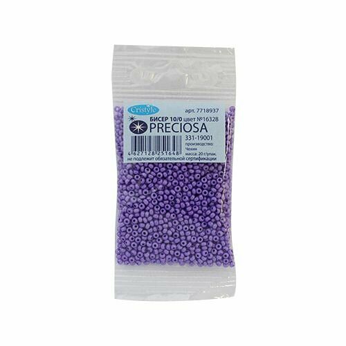 (16328) 331-19001-10/0 Бисер непрозрачный, цветной мел. 10/0, круг.отв., 20гр Preciosa,упак