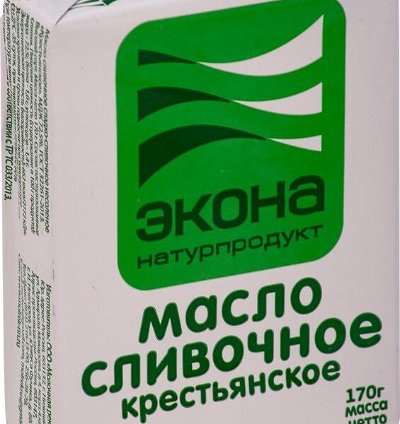 Масло сливочное Econa Крестьянское несолёное 72.5%, 170г