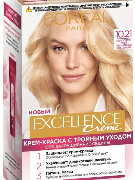 Крем-краска для волос Loreal Paris Excellence creme 10.21 Светло-светло-русый перламутровый