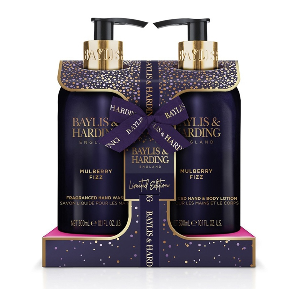 

Набор подарочный парфюмированный Mulberry Fizz: средство для мытья рук, лосьон для рук и тела, Baylis & Harding, 300 мл/300 мл, Китай