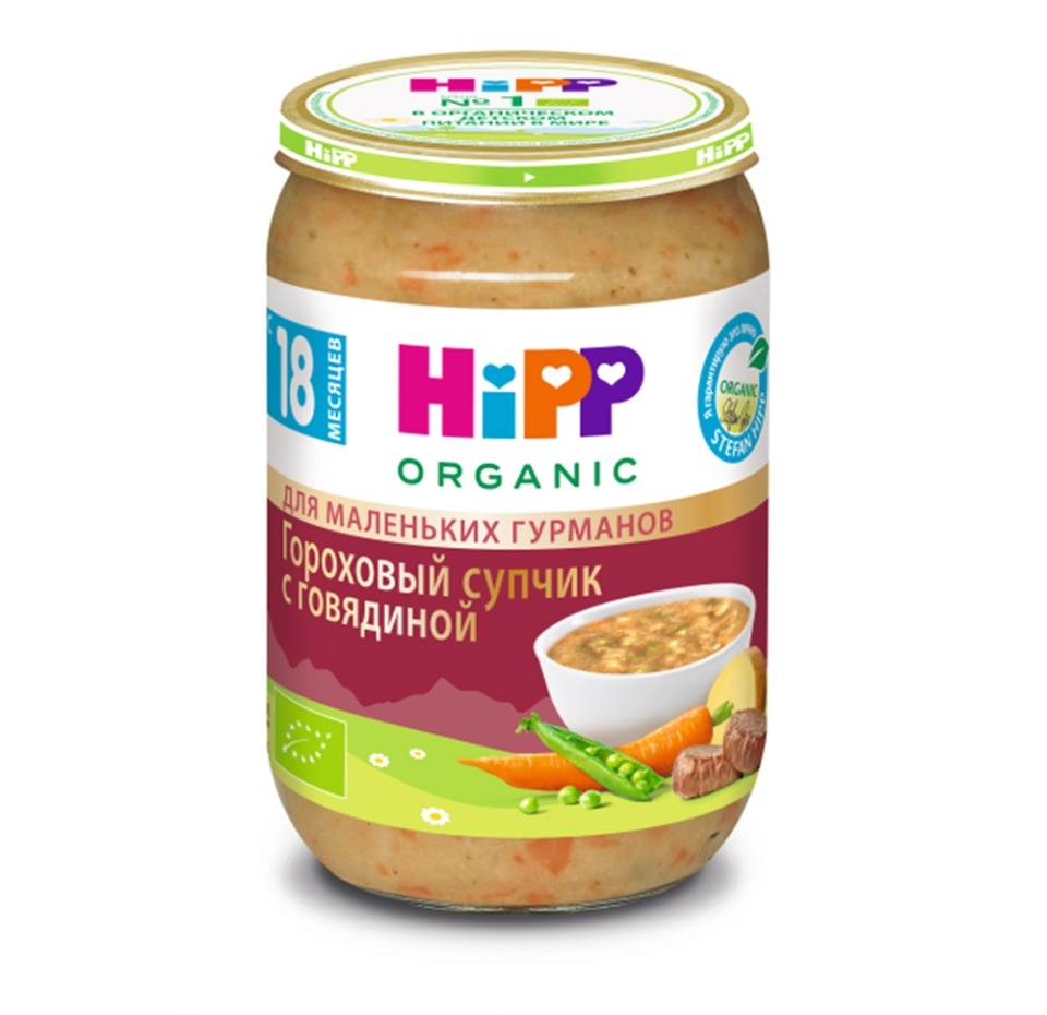 

Крем-суп детский HiPP Organic Гороховый с говядиной с 18 месяцев 190 г