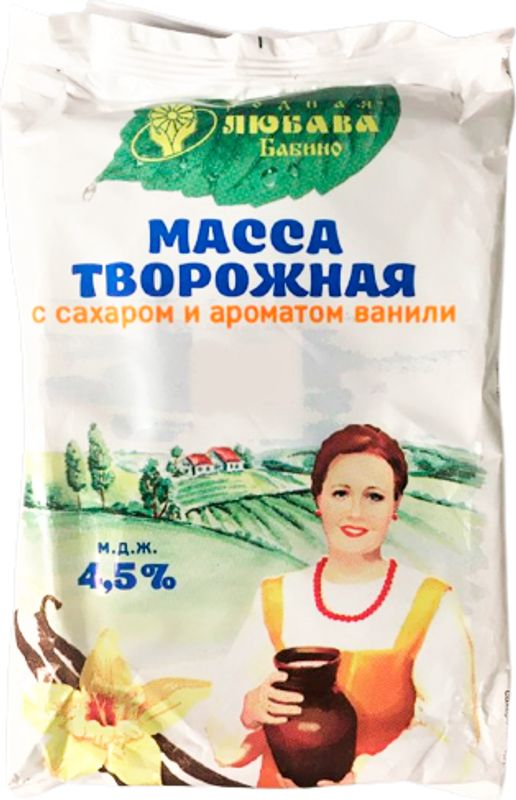 

Творожная масса Родная Любава с сахаром и ванилином 4.5% 180 г