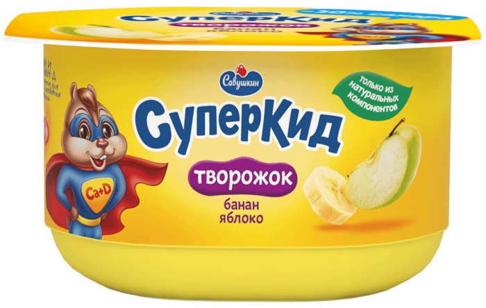

Творожок СуперКид банан-яблоко 3.5% 110 г