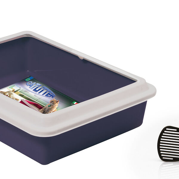 Туалет с бортиком/совком 43,5х34х11см серый