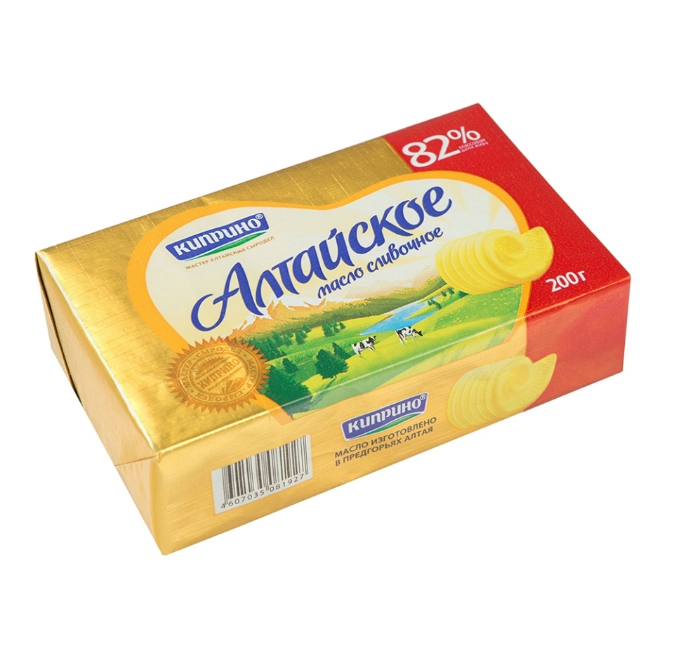

Масло сливочное Киприно Алтайское 82% 200 г